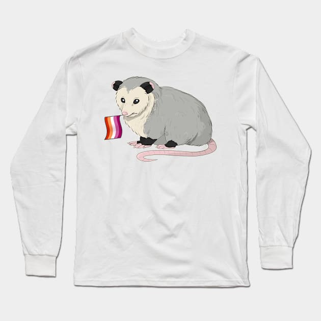 Lesbian Pride Opossum Long Sleeve T-Shirt by celestialuka